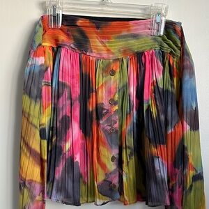 Walter Baker Colorful/MultiColor Pleated Mini Skirt with Wrap Front